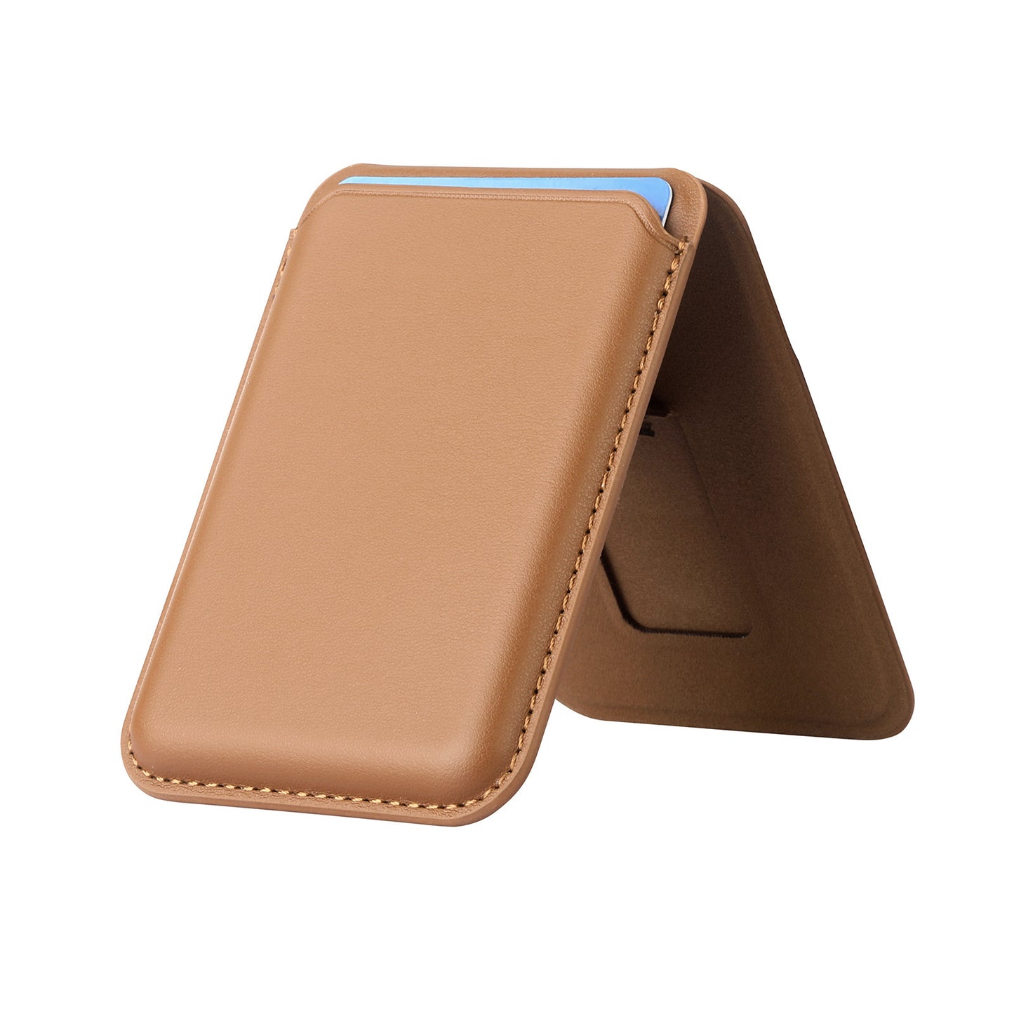 Brown leather phone case on a white background