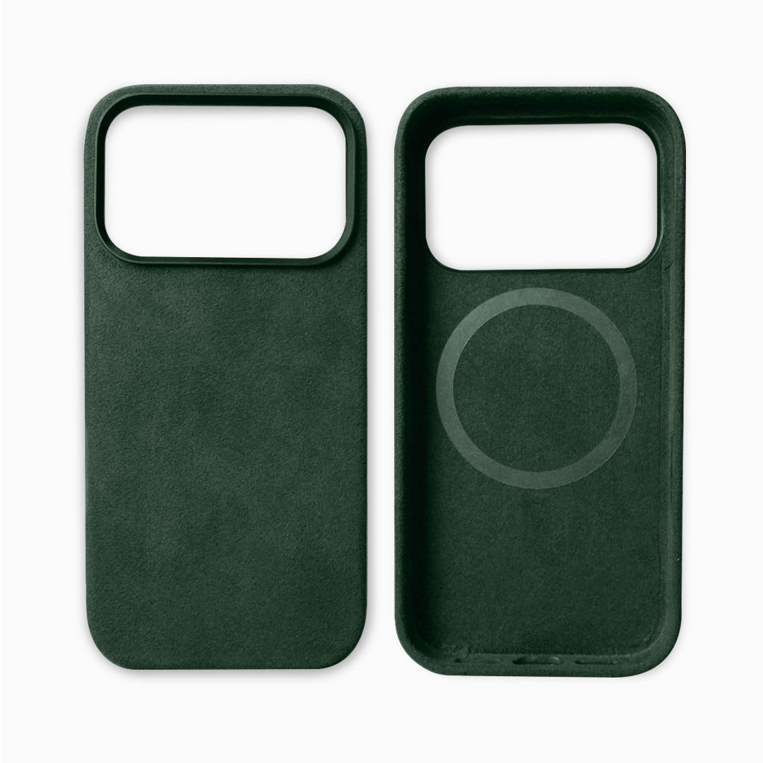 Green phone case with magnetic design on a white background