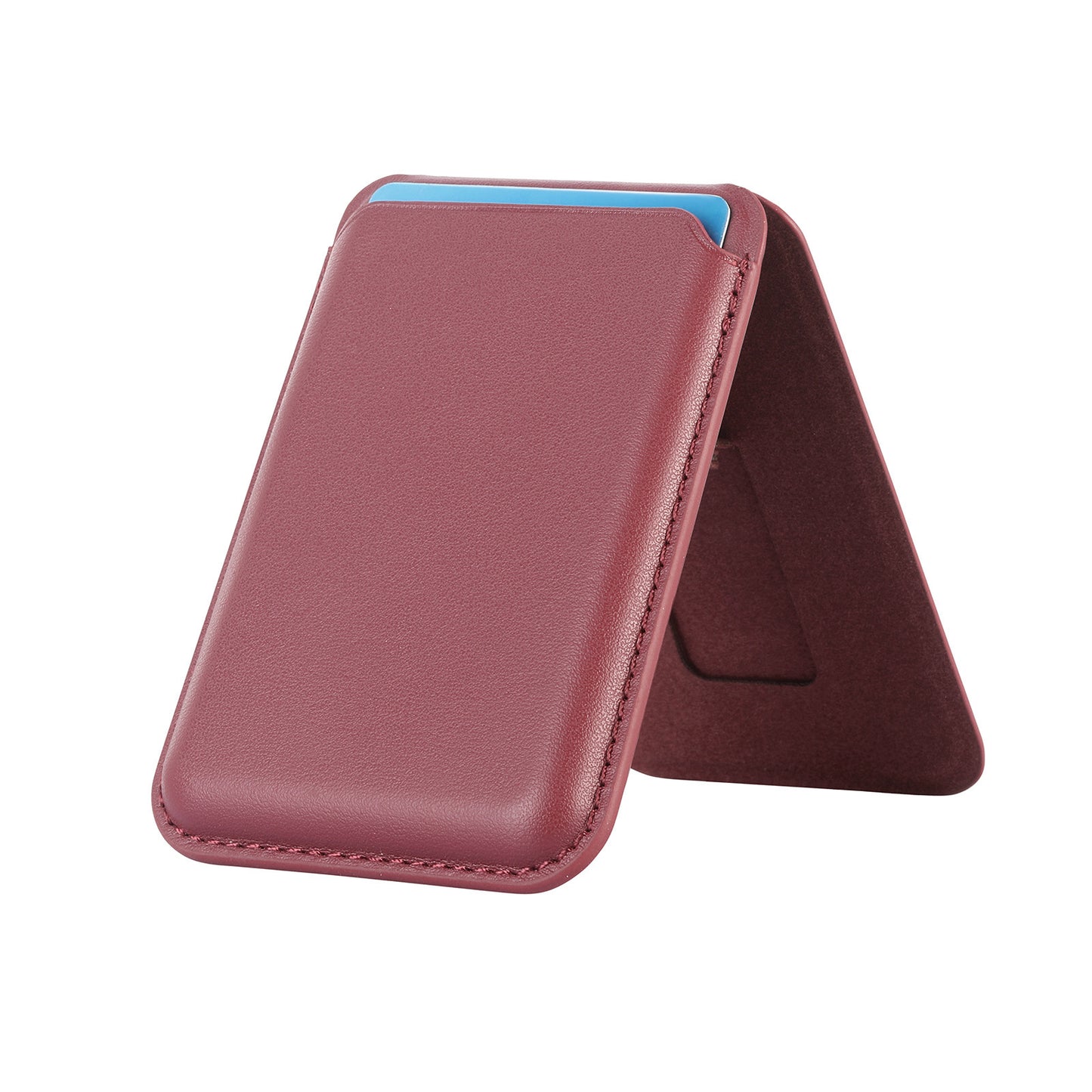 Maroon phone case with a blue interior on a white background