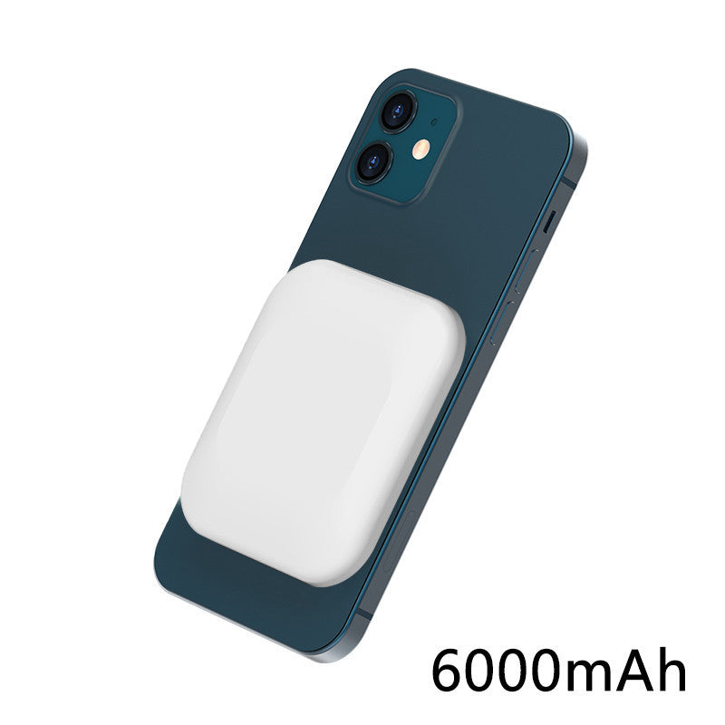 Phone case with built-in battery labeled 6000mAh on a white background