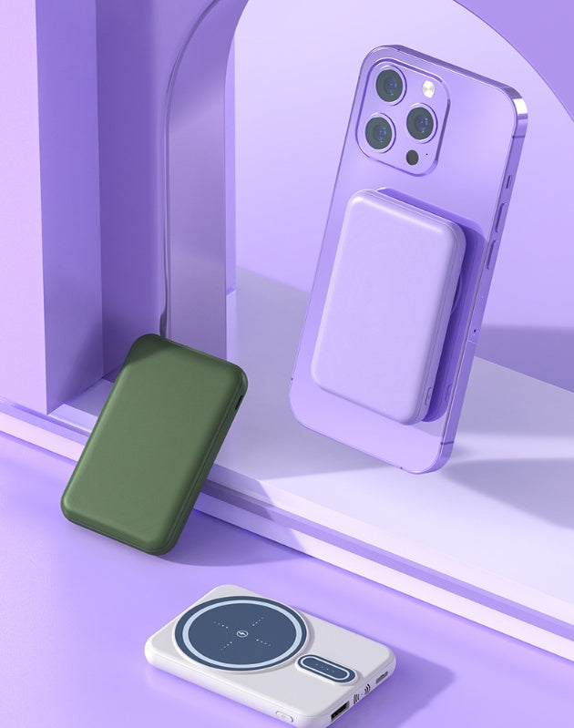 Smartphone with a purple case on a purple background