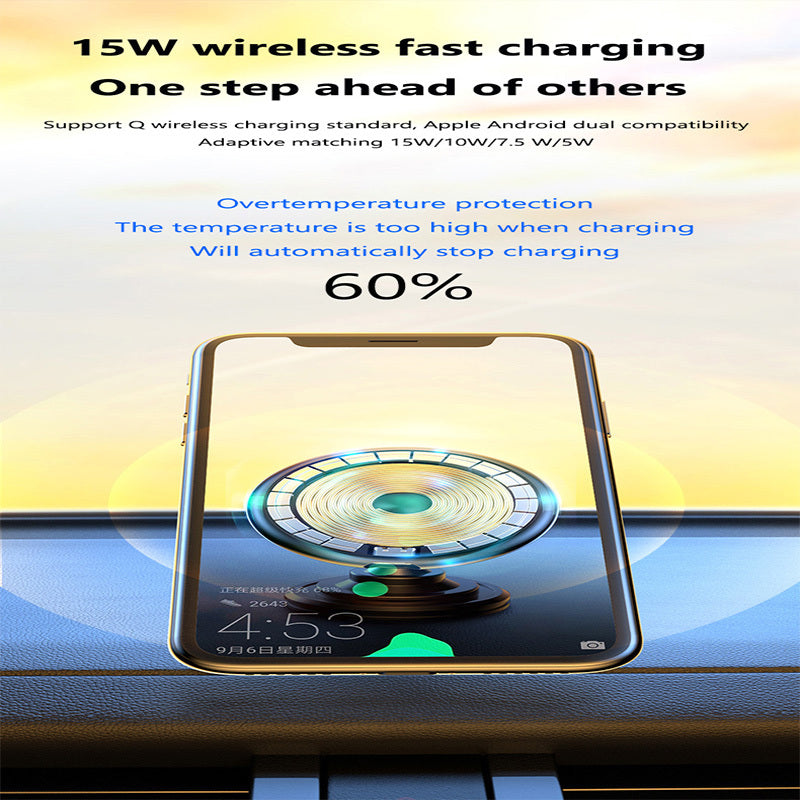Smartphone with wireless charging feature displayed on a gradient background