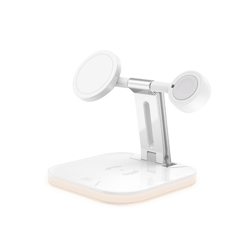 White electronic device with a stand on a white background