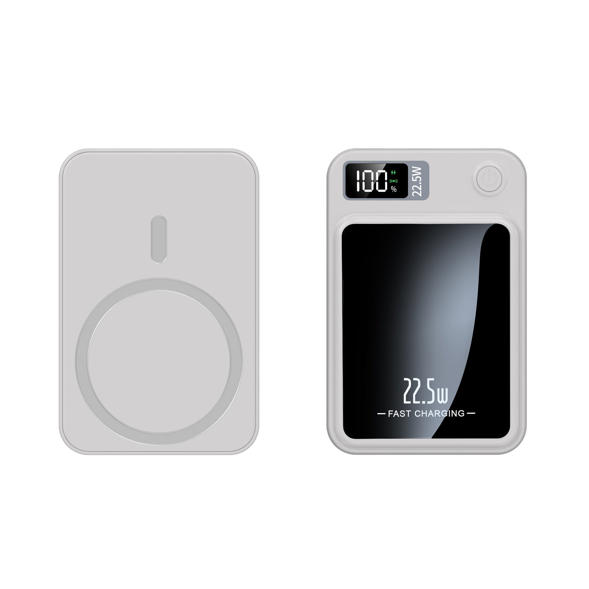 Wireless charging pad with digital display on a white background