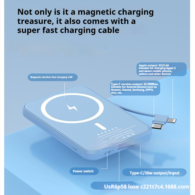 Wireless charging pad with text highlighting features on a blue background