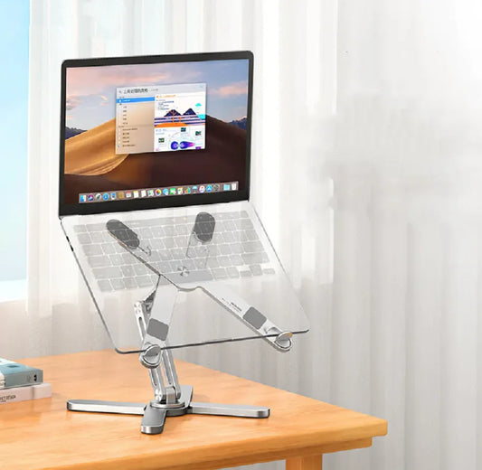 Adjustable folding cooling laptop stand – ergonomic, portable, and perfect for better airflow and comfort.
