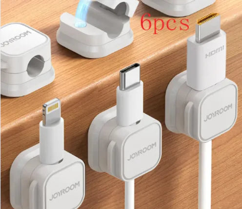Magnetic cable organizer for tidy desks - holds wires securely, reduces clutter, and works with all cords.