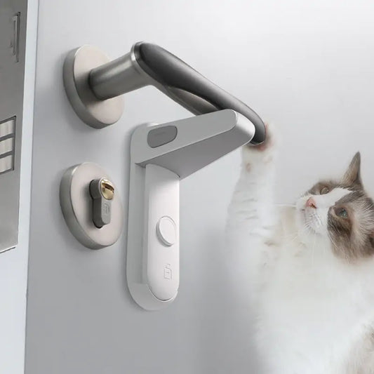 Gray baby door handle lock for child safety – secure, easy to install, and perfect for keeping kids safe.