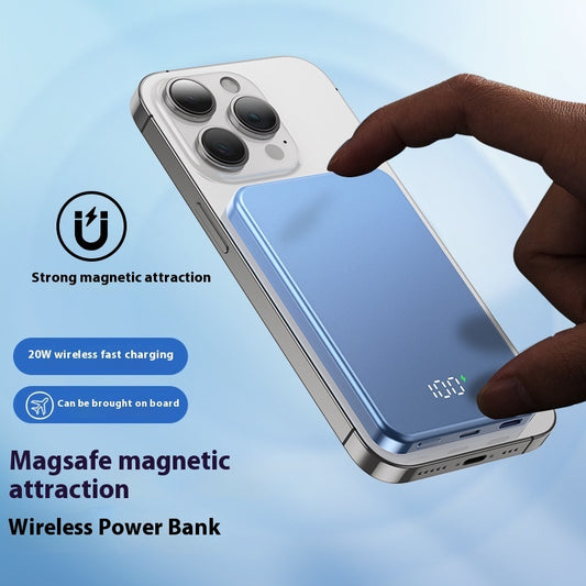 Digital Display Aluminum Alloy Lightweight Magsafe Magnetic Wireless Power Bank