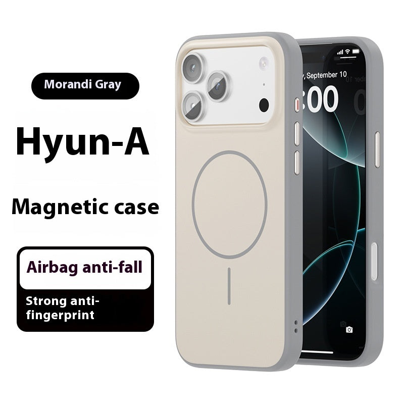 Hyun-A magnetic phone case with airbag anti-fall feature on a white background