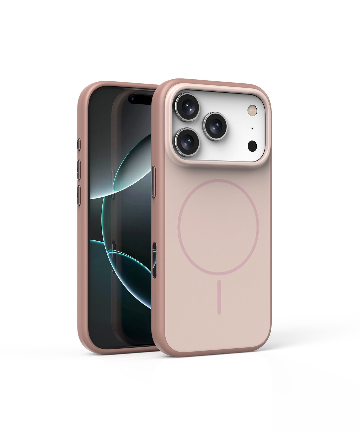 Phone case with magnetic charging pad on a white background