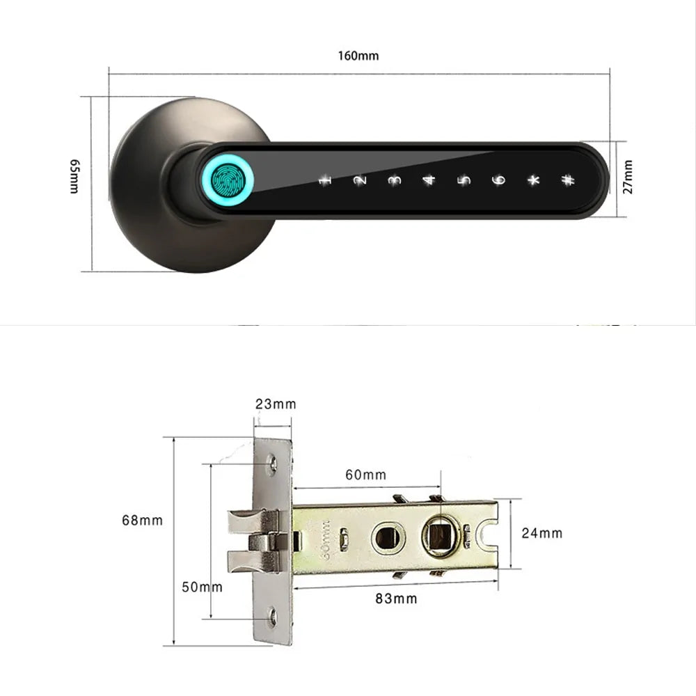 Electronic door lock in black and silver – secure, stylish, and perfect for modern homes.
