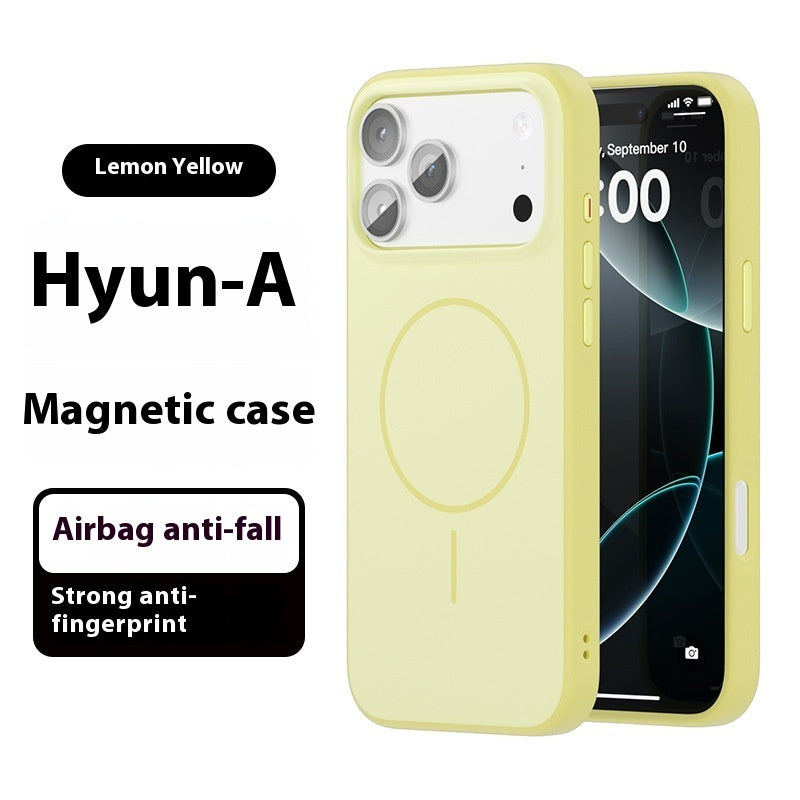 Yellow phone case with 'Hyun-A' branding on a white background