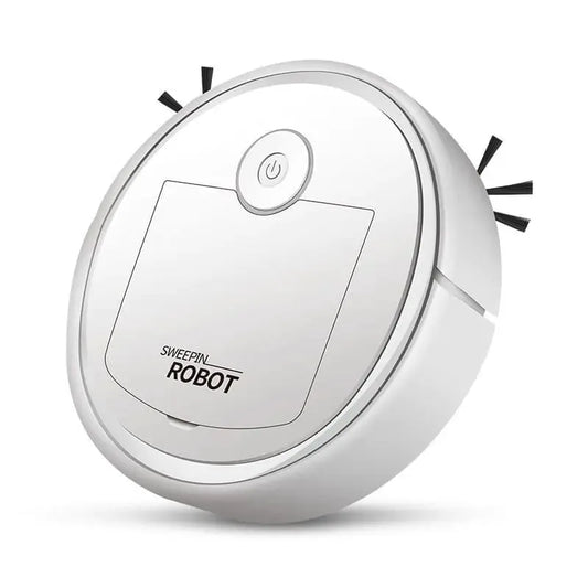 White sweeping robot vacuum cleaner for effortless home cleaning -  stylish, smart, and idea for any space.