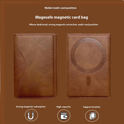 Brown magnetic card bag with Magesafe design on a brown background