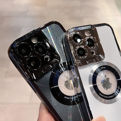 Electroplated Phone Case Luxury Plating CD Pattern Magsafe Bracket Case For  12 13 14 Pro Max Invisible Camera Stand Holder Lens Holder Magnetic Suction - ZmartNest 