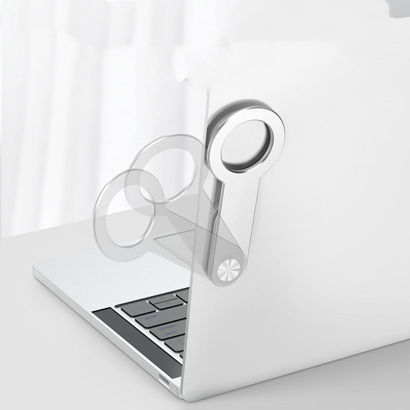 Laptop with a transparent stand on a white background