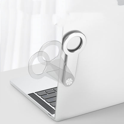 Laptop with a transparent stand on a white background