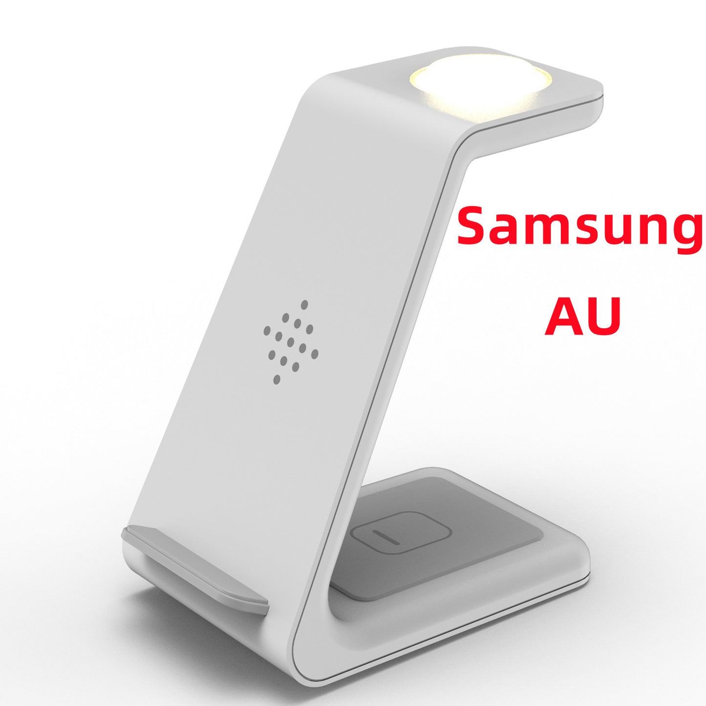 Samsung AU phone stand on a white background