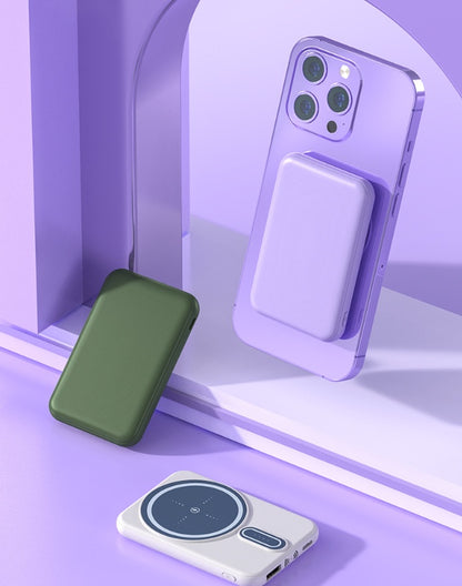 Smartphone with a purple case on a purple background