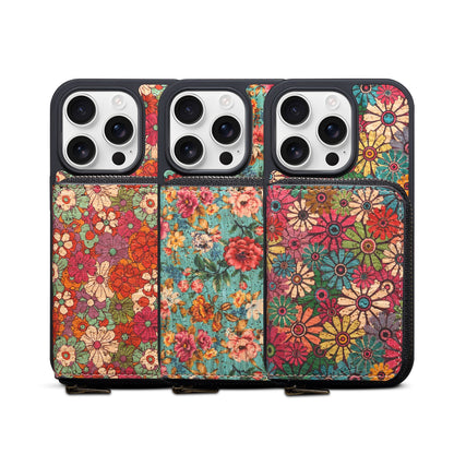 Three phone cases with colorful floral patterns on a white background