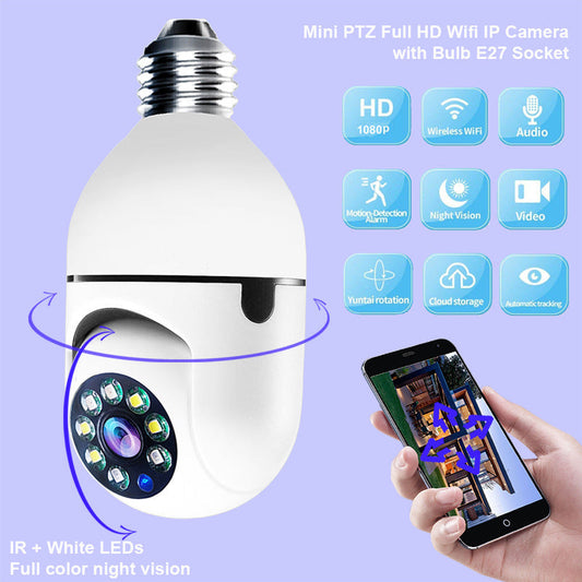WiFi CAMERA 1080P Bulb 4X Zoom Camera E27 Home 5GWiFi Alarm Monitor ZmartNest