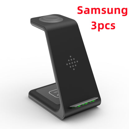 Black Samsung wireless charging stand with 'Samsung 3pcs' text on a white background