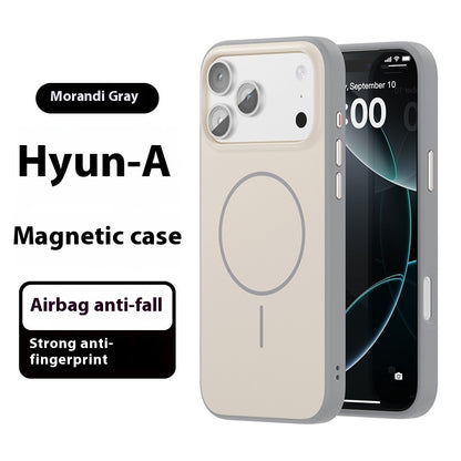 Hyun-A magnetic phone case with airbag anti-fall feature on a white background